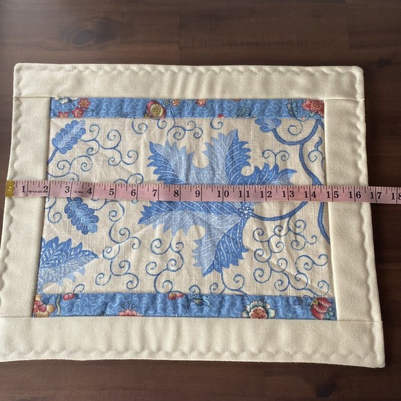 Set of 4 Floral Leaf Two sided Placemats Table Linens Beige Blue Maroon Winter - Picture 4 of 6